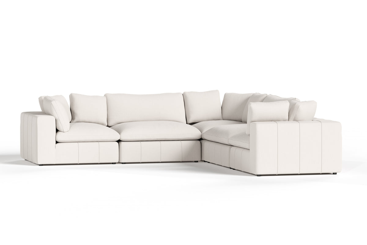 Divani Casa Vicki Modern Off White Fabric Modular Sectional 5 Piece Sectional Model VGKV-KF.8033-MOD-IVORY-5-Piece Sectional