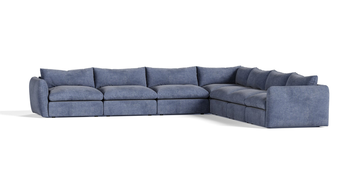 Divani Casa Kinsey Modern Blue Fabric Modular Sectional Sofa 7 Piece Sectional Model VGKK-KF.8035-MOD-NAVY-7-Piece Sectional
