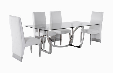 Modrest Adelaide Modern Stainless Steel & Glass Dining Table Model VGVCT1301S