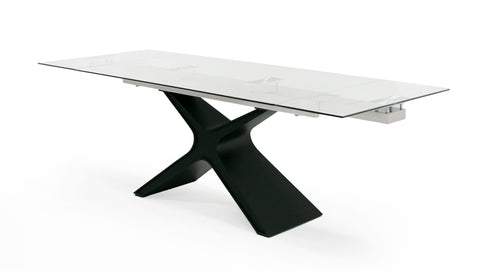 Modrest Adler Modern Black Glass Extendable 63" | 94 5" Dining Table Model VGYF-DT8941-BLK-DT