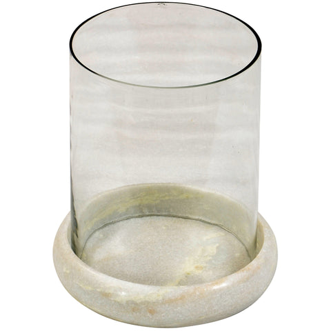 Isadora Clear Glass and Natural Marble Base Hundi