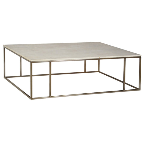Sinclair Nickel Finish and Natural White Marble Top Coffee Table
