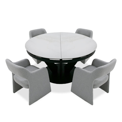Modrest Alberta Modern Black And White Ceramic Extendable 59" | 86 5" Oval Dining Table Model VGYF-DT8951-BLK-DT