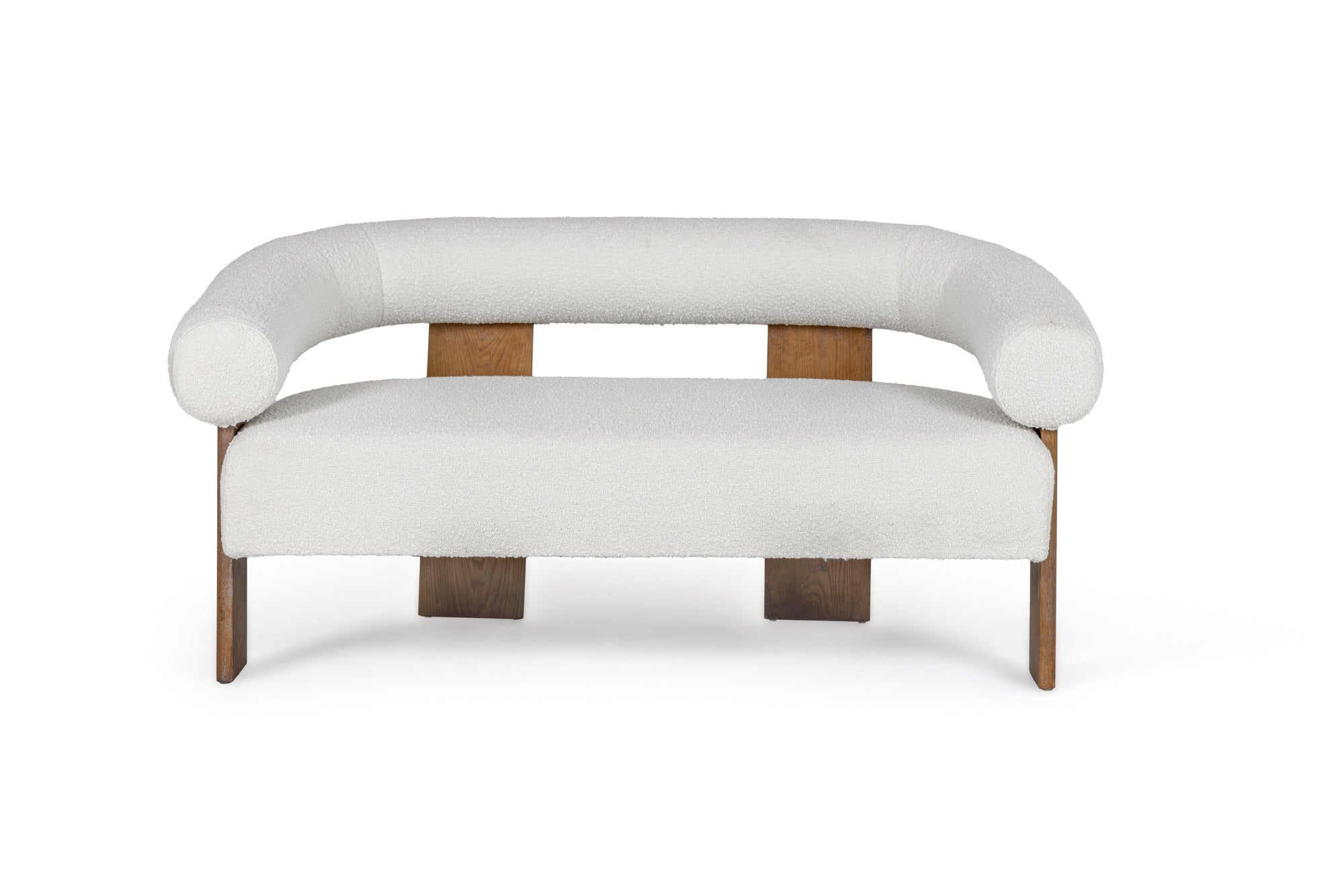 Modrest Aledo Modern Off White Fabric & Oak Loveseat Model VGMY-1361-L