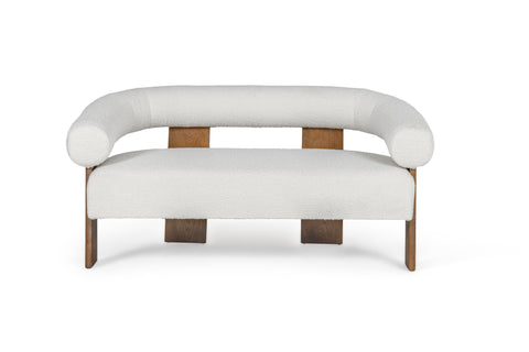 Modrest Aledo Modern Off White Fabric & Oak Loveseat Model VGMY-1361-L