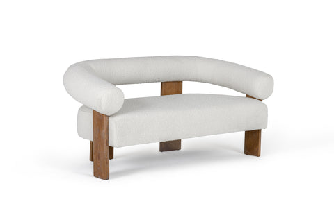 Modrest Aledo Modern Off White Fabric & Oak Loveseat Model VGMY-1361-L