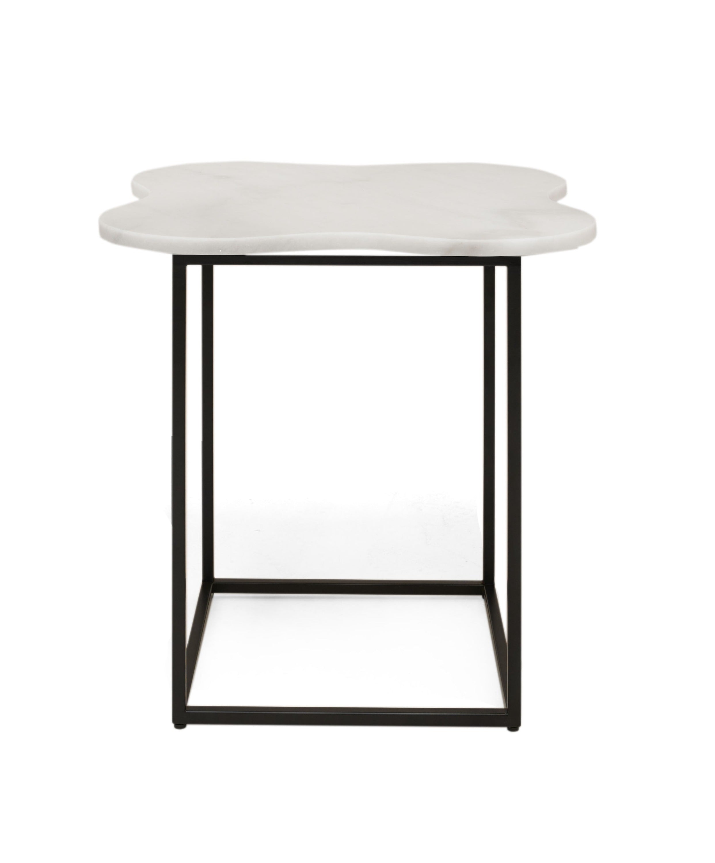 Modrest Aleidy White Marble & Black Metal End Table Model VGGMM-ET-1578-WHT-ET