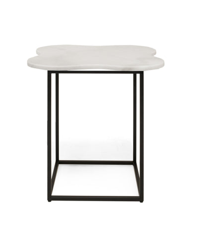 Modrest Aleidy White Marble & Black Metal End Table Model VGGMM-ET-1578-WHT-ET