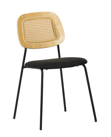 Modern Alizee Modern Rattan and Black Dining Chair Set of 2