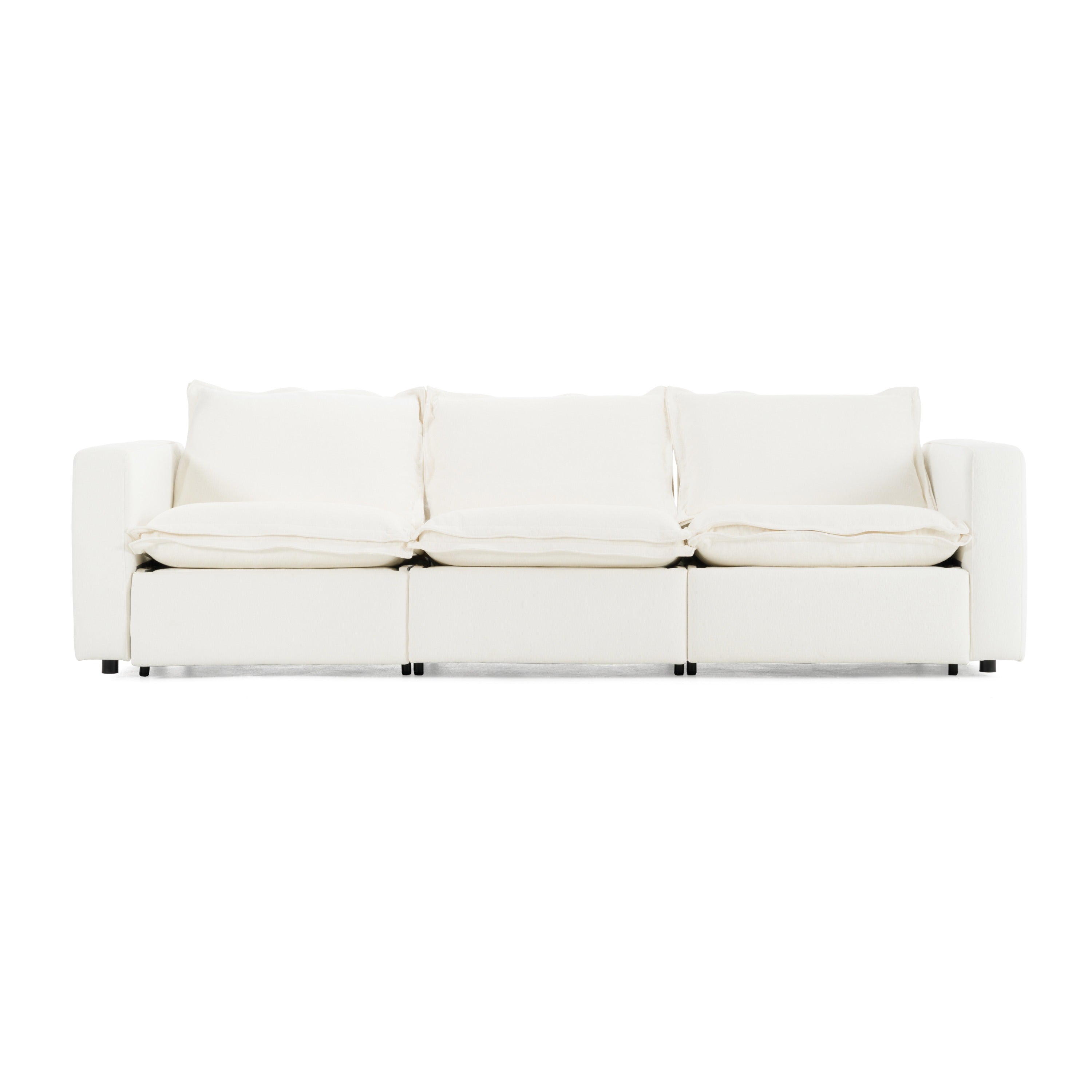 Divani Casa Almagre Modern White Fabric Sofa With 3 Electric Recliners Model VGEV-G2315-WHT