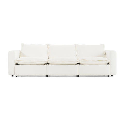 Divani Casa Almagre Modern White Fabric Sofa With 3 Electric Recliners Model VGEV-G2315-WHT