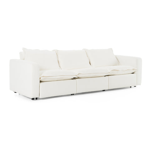 Divani Casa Almagre Modern White Fabric Sofa With 3 Electric Recliners Model VGEV-G2315-WHT