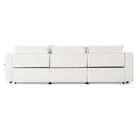 Divani Casa Almagre Modern White Fabric Sofa With 3 Electric Recliners Model VGEV-G2315-WHT