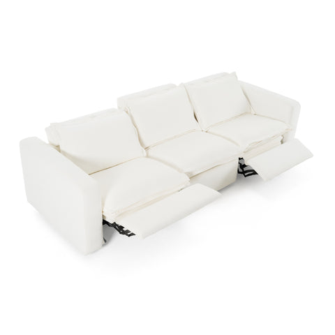 Divani Casa Almagre Modern White Fabric Sofa With 3 Electric Recliners Model VGEV-G2315-WHT