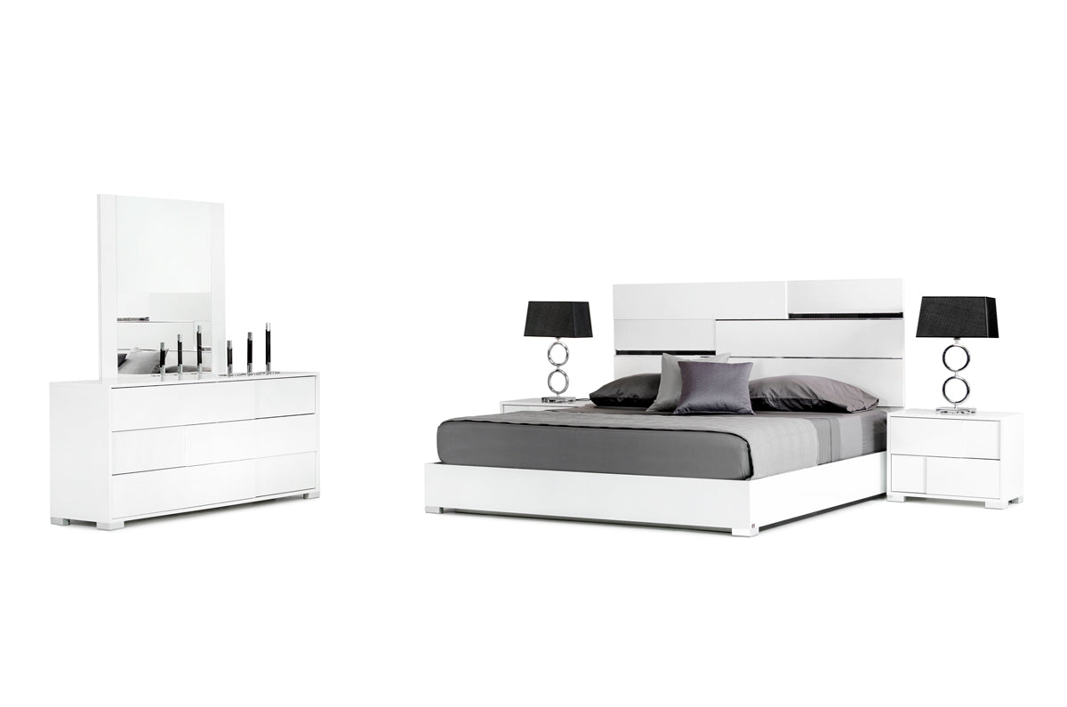Queen Modrest Ancona Italian Modern White Bedroom Set Model VGACANCONA-SET-WHT-Q