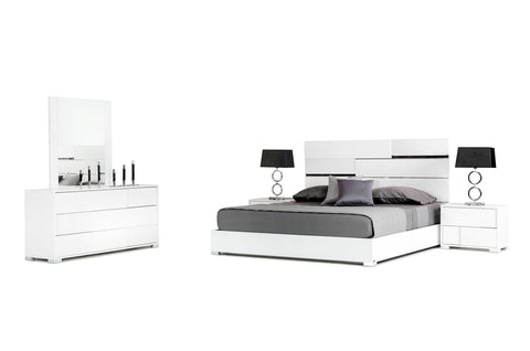 Eastern King Modrest Ancona Italian Modern White Bedroom Set Model VGACANCONA-SET-WHT-EK
