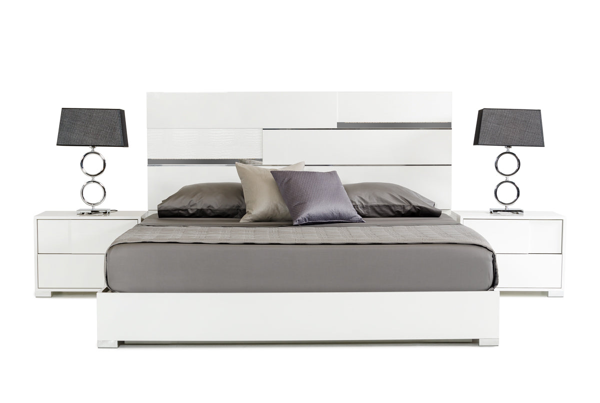 Queen Modrest Ancona Italian Modern White Bed Model VGACANCONA-BED-WHT-Q