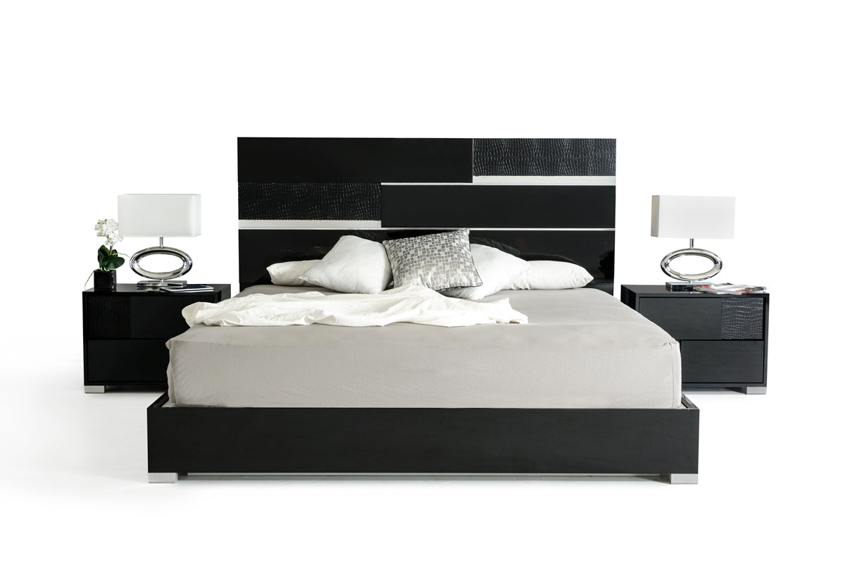 Eastern King Modrest Ancona Italian Modern Black Bed Model VGACANCONA-BED-BLK-EK