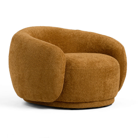 Divani Casa Andrew Modern Orange Fabric Swivel Accent Chair Model VGEV-B1830-CHR-ORG