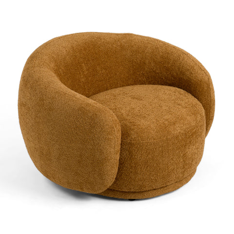 Divani Casa Andrew Modern Orange Fabric Swivel Accent Chair Model VGEV-B1830-CHR-ORG