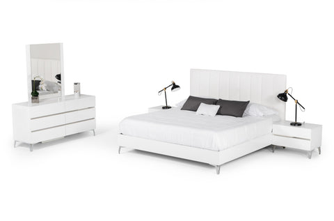 Nova Domus Angela Italian Modern White Eco Leather Bedroom Set Model VGACANGELA-SET