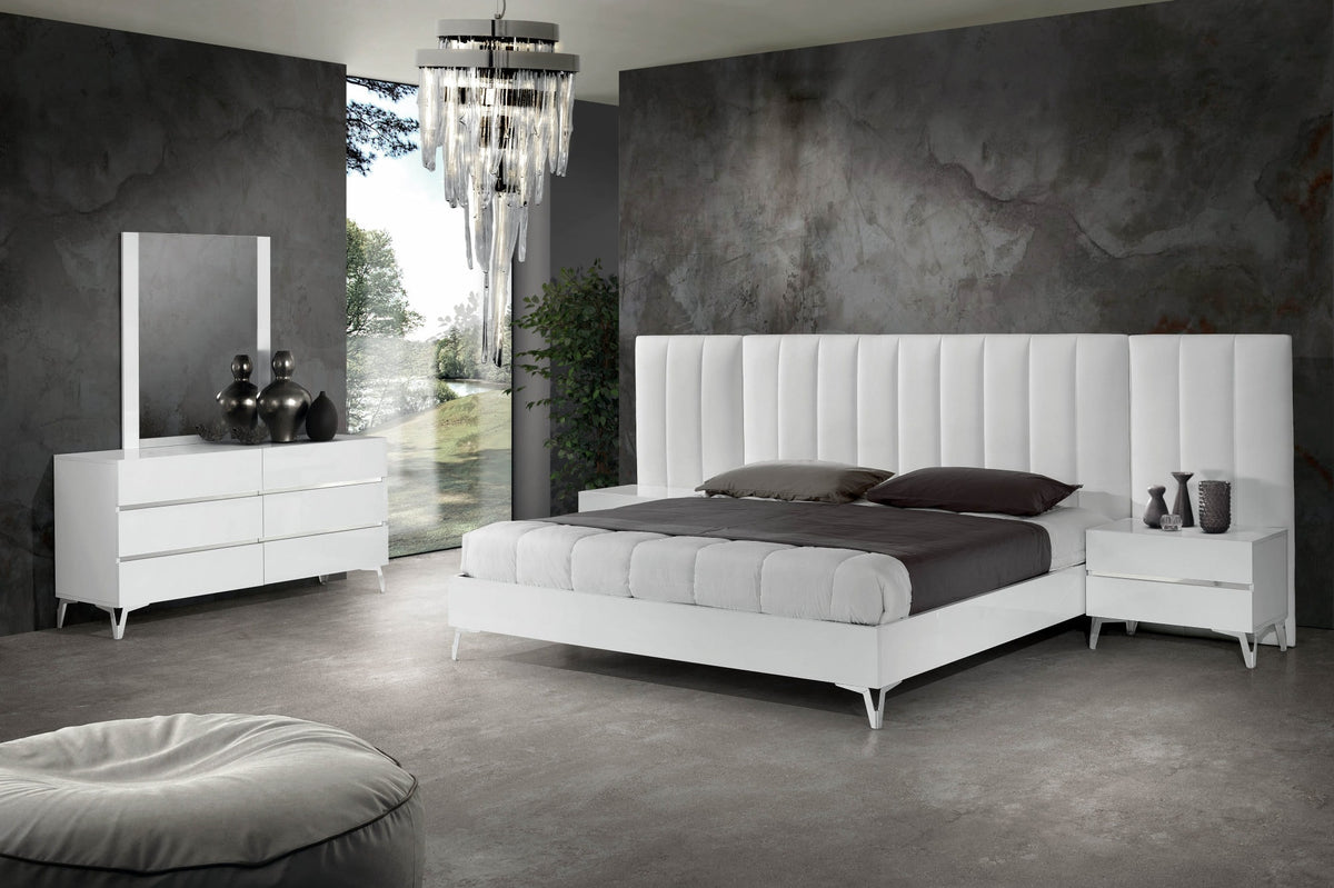 Nova Domus Angela Italian Modern White Eco Leather 4 Piece Bedroom Set And Wings Model VGACANGELA-4PC-SET-WINGS
