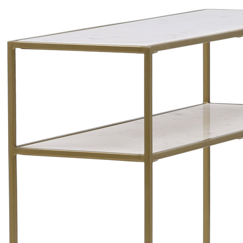 Higgins Brass Finish and White Marble Console Table