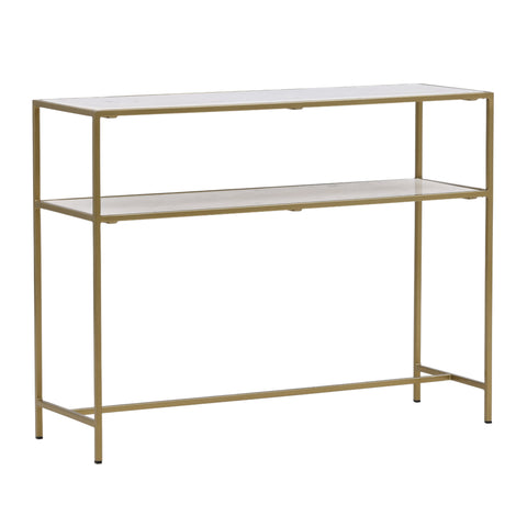 Higgins Brass Finish and White Marble Console Table