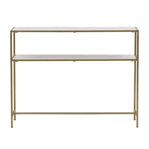 Higgins Brass Finish and White Marble Console Table