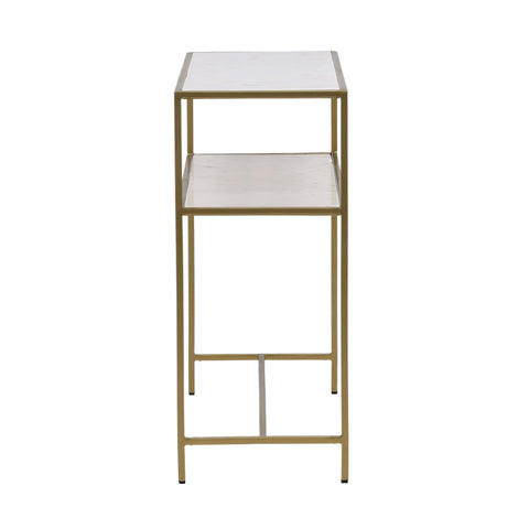 Higgins Brass Finish and White Marble Console Table