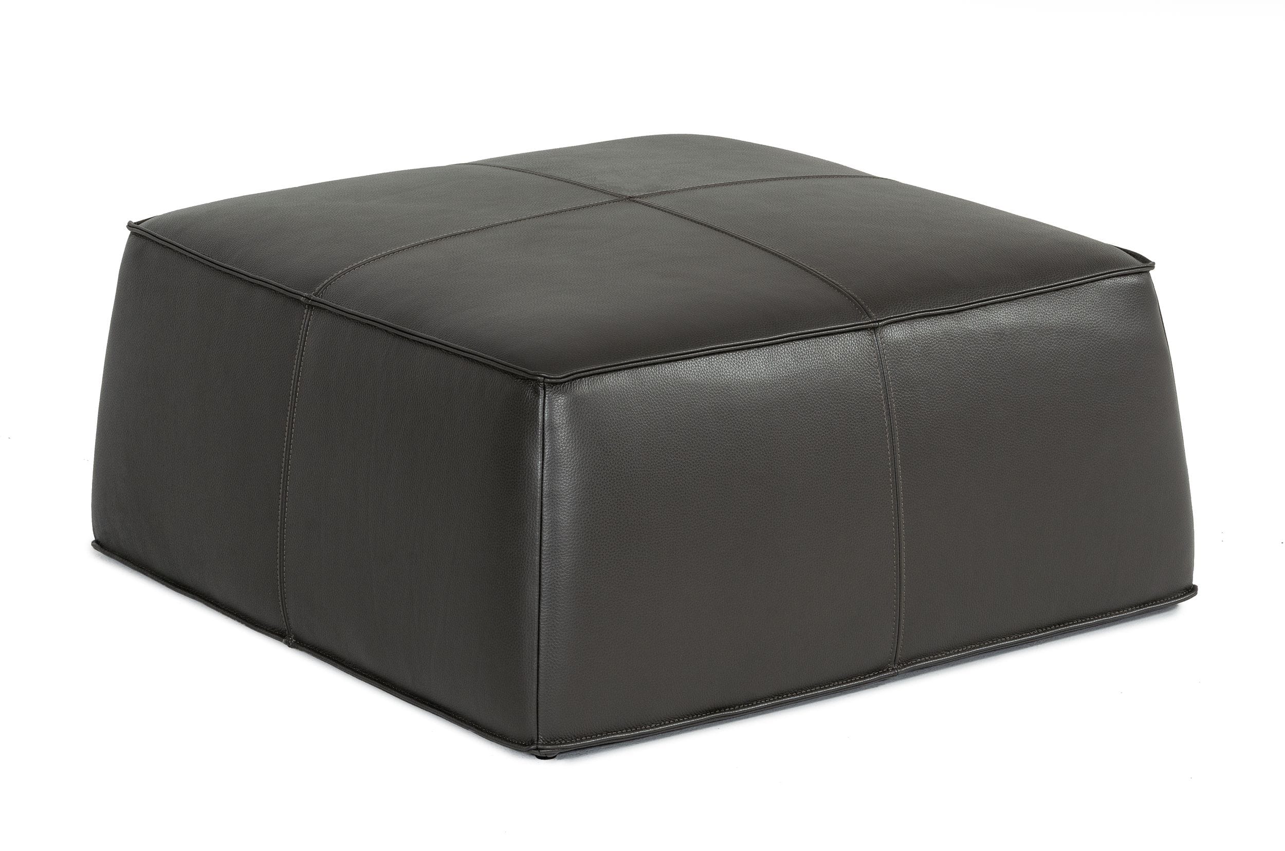 Divani Casa April Modern Dark Grey Leather Square Ottoman Model VGKKKFD1000-DKGRY-3