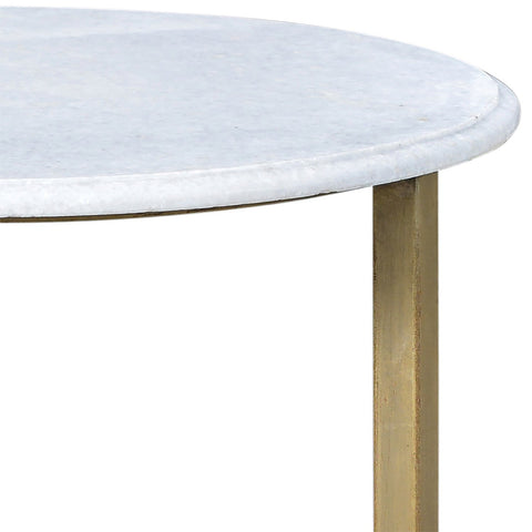 Stanford Brass Finish and White Marble Top Side Table