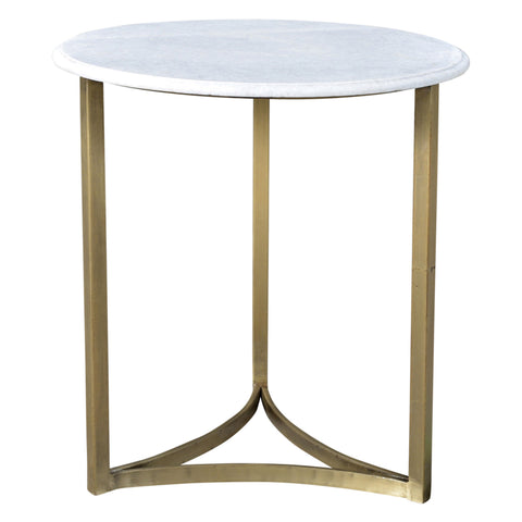 Stanford Brass Finish and White Marble Top Side Table