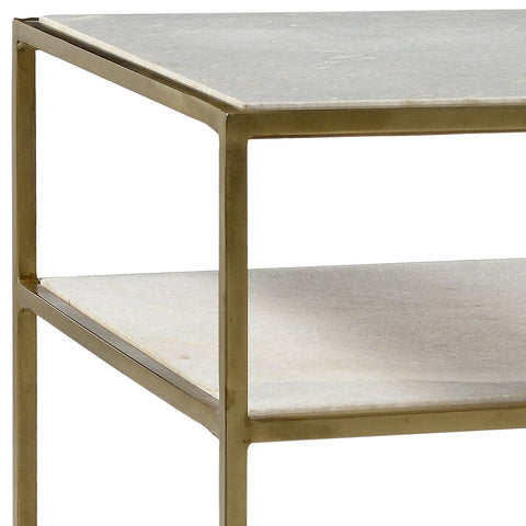Higgins Brass Finish and Natural Marble Side Table