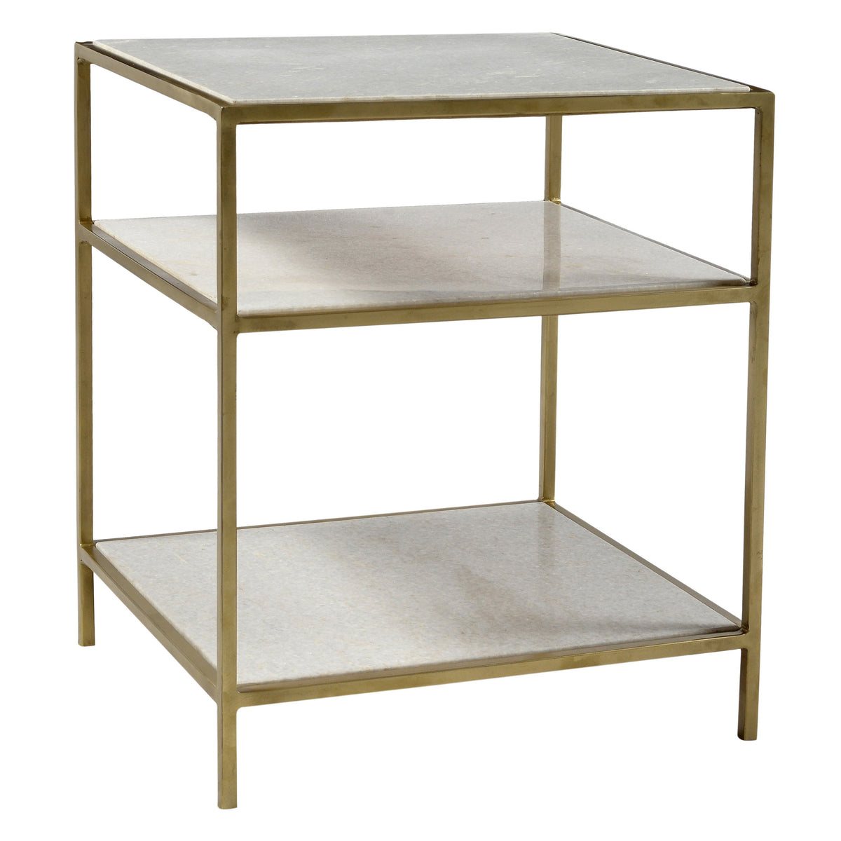 Higgins Brass Finish and Natural Marble Side Table