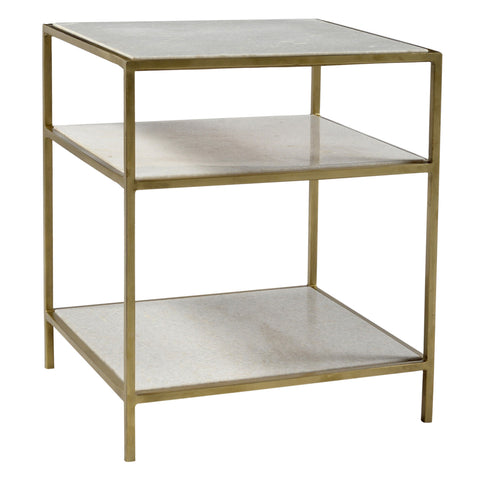 Higgins Brass Finish and Natural Marble Side Table