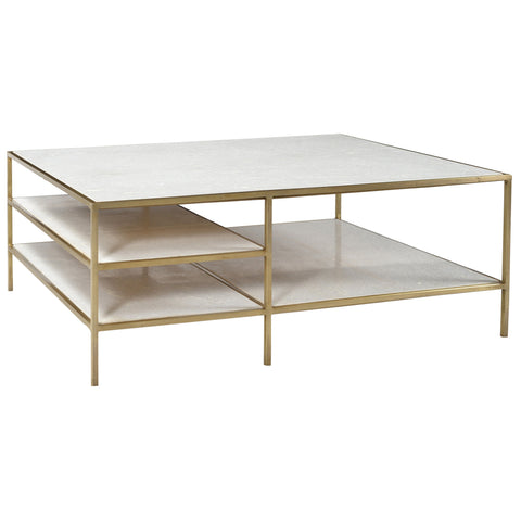 Higgins Brass Finish and White Marble Coffee Table