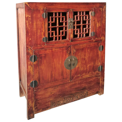 Antique Original Painted And Lacquered Finish Chinese Cabinet