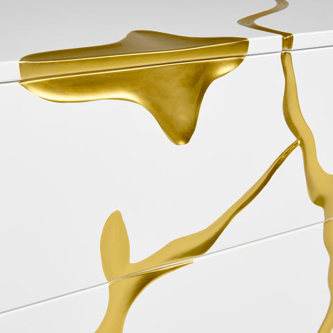 Modrest Aspen Modern Wide White And Gold Nightstand Model VGVCN1801-WHT-W