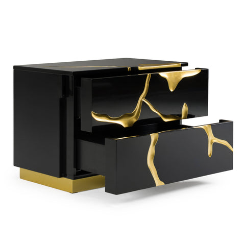 Modrest Aspen Modern Wide Black And Gold Nightstand Model VGVCN1801-BLKX-NS-W