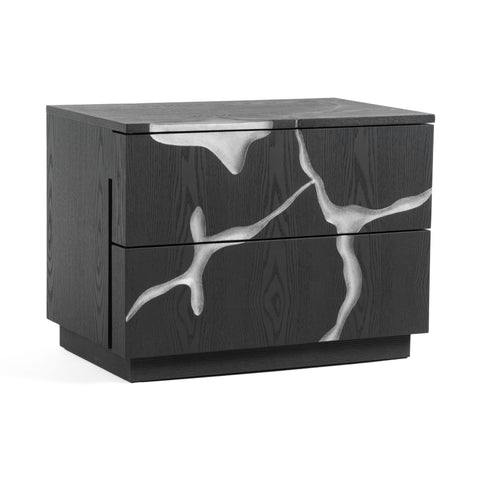 Modrest Aspen Modern Matte Brown Ash & Silver Nightstand Model VGVCN1801-NS