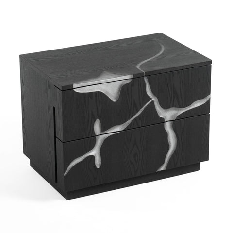 Modrest Aspen Modern Matte Brown Ash & Silver Nightstand Model VGVCN1801-NS