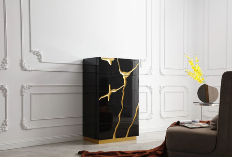 Modrest Aspen Modern Black And Gold Chest Model VGVCJ1801-5H-BLK-CHEST