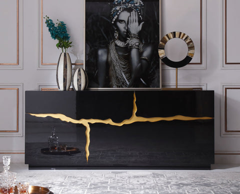 Modrest Aspen Modern High Gloss Black & Gold Buffet By VIG Furniture