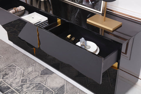 Modrest Aspen Modern High Gloss Black & Gold Buffet By VIG Furniture