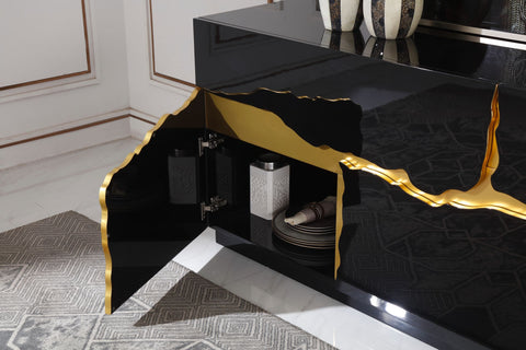 Modrest Aspen Modern High Gloss Black & Gold Buffet By VIG Furniture