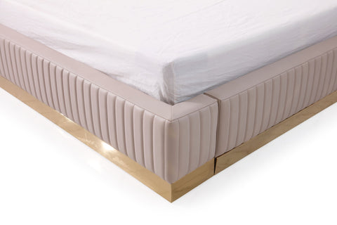 Modrest Sterling Eastern King Modern Beige & Rose Gold Bed With Nightstands Model VGVCBD1901-BEI-BED-2NS-SET-EK