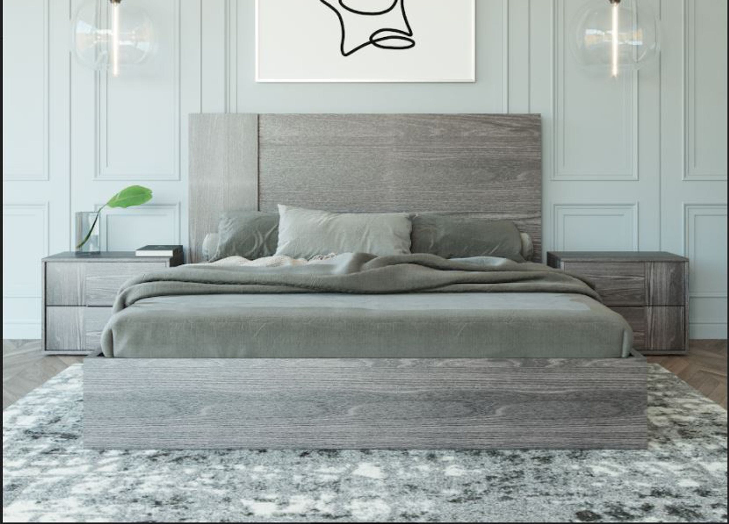 Eastern King Nova Domus Asus Italian Modern Elm Grey Bed Model VGACASUS-BED-GRY-2-EK