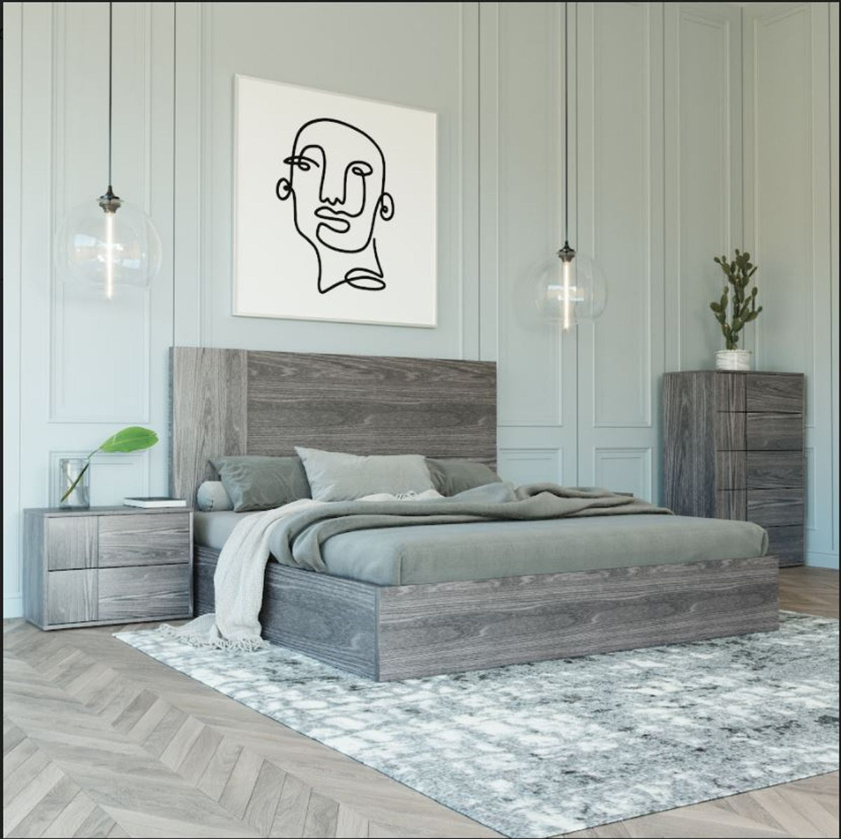 Queen Nova Domus Asus Italian Modern Elm Grey Bed Model VGACASUS-BED-GRY-2-Q