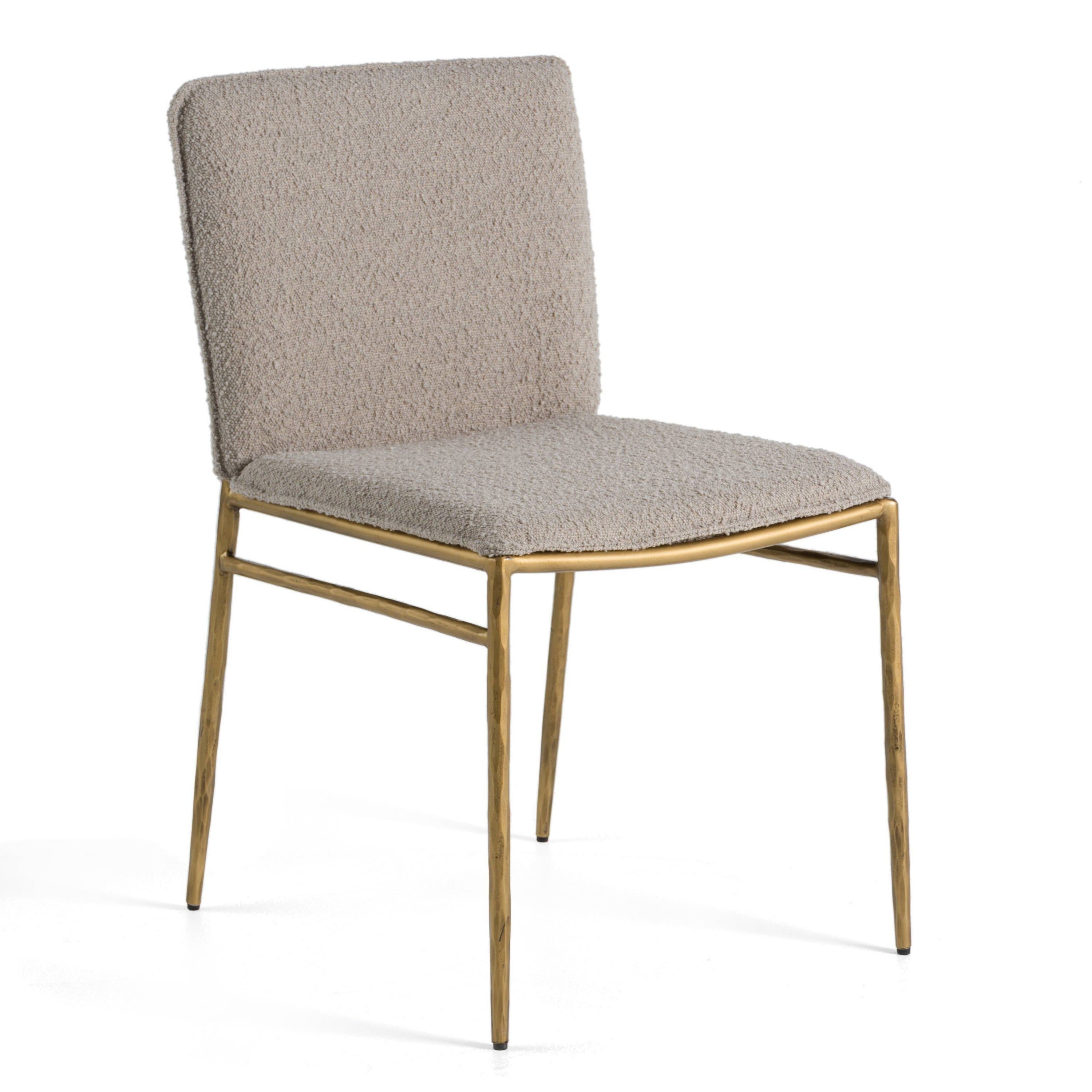 Modrest Atlanta Modern Beige Fabric & Brass Dining Chair Model VGMY-3739-BGE